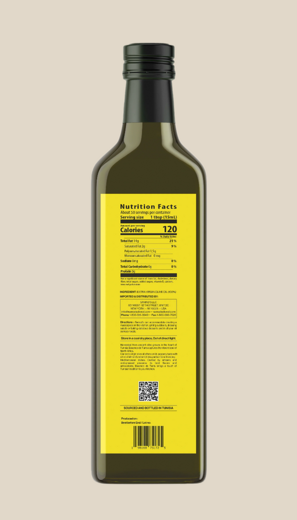 Samad’s Tunisian 100 % All Natural Extra Virgin Olive Oil 750 ML Glass